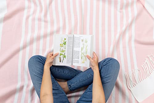 Striped Throw Blanket - Farmhouse Style Throws With Cabana Stripe Coastal Beach Pattern - Soft Light Woven Blankets With Stripes For Sofa, Bed, Outdoor, Patio - 50 X 60 In. (Light Pink) #TOP10