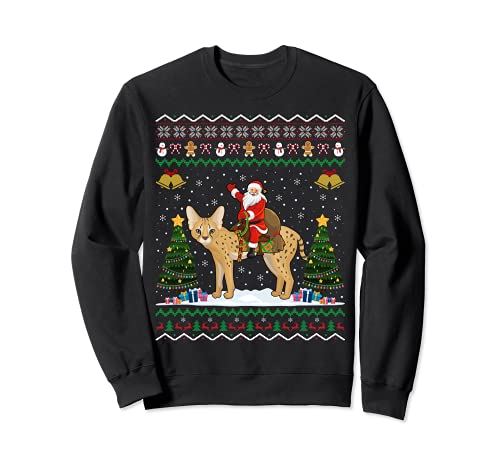 Savannah Gato feo regalo de Papá Noel a caballo sabana gato Navidad Sudadera