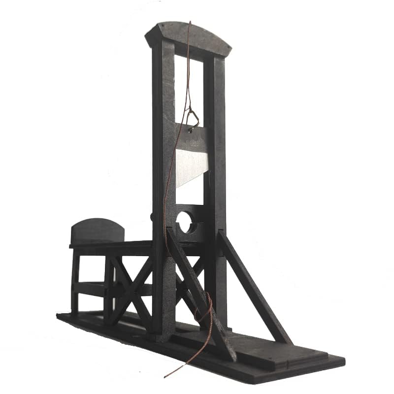 1/18 Handmade Ancient Wooden Model Medieval Mini French Guillotine Pillory Prison cage Coffin，for Creative Props Decoration Scene Halloween Decorations (Guillotine A)