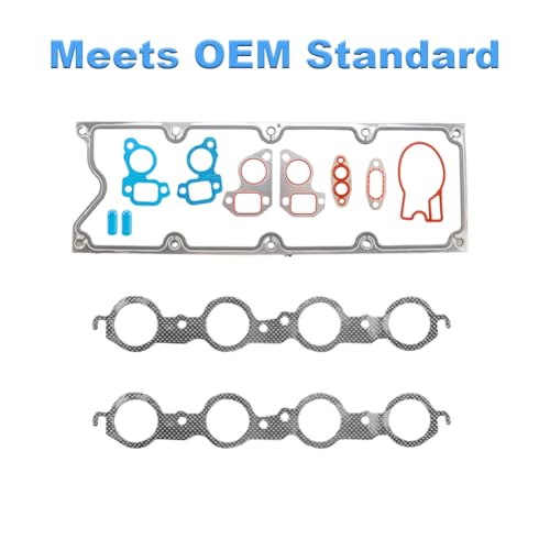 Image of Cylinder Head Gasket Set with Bolts Compatible with Chevy Silverado Tahoe Avalanche Express, Buick Rainier, GMC Envoy Sierra Savana Yukon 4.8L 5.3L V8 2002-2011 Replacement for ES72173