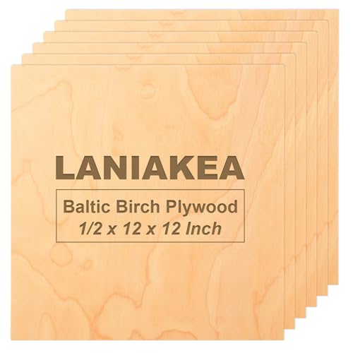 LANIAKEA 6PCS 1/2" x 12" x 12" Baltic Birch Plywood Sheets, ...