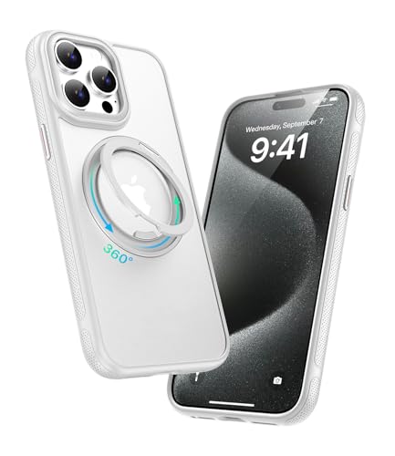 Image of for iPhone 15 Pro Case, Compatible with MagSafe, Slim Shockproof Military-Grade Rugged Protective Case with Stand, Camera Control, Comfort Grip (B-White, iPhone 15 Pro)