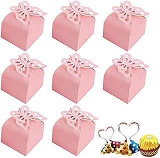50 Pieces Butterfly Candy Boxes, Wedding Favour Boxes, Party Gift Boxes Pink, Decoration Sweets Boxes, Small Gift Boxes for Wedding, Birthday, Baby Shower, Christmas, Party