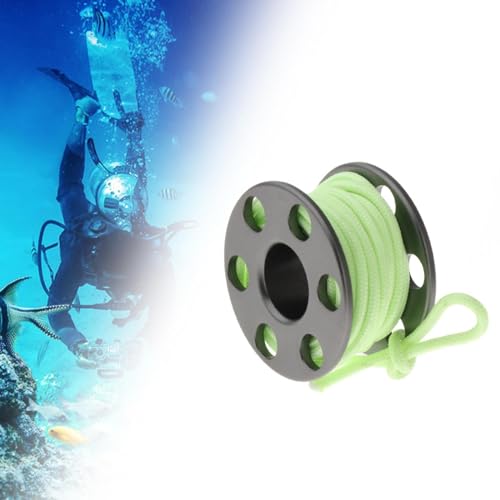 Deevoka Carretel de mergulho com linha de 2m, carretel de dedo para mergulho, fácil de usar, preto