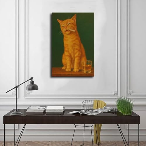 Chat avec cigarette impression sur toile déco murale salon - 3