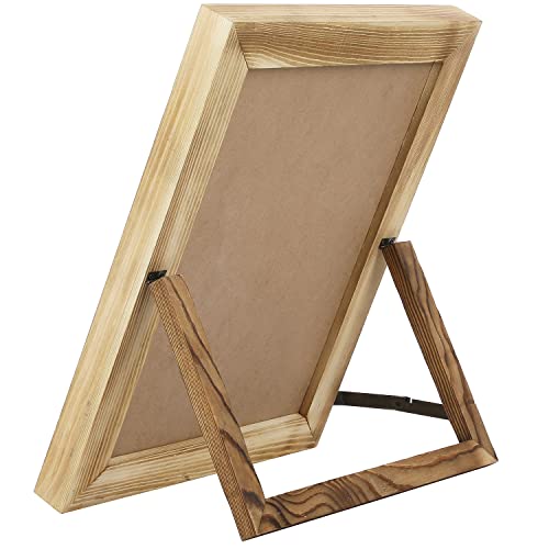 Mygift Picture Frame Style Chalkboard Tabletop Easel, Two-Toned Rustic Burnt Solid Wood Framed Freestanding Chalkboard Sign #TOP6