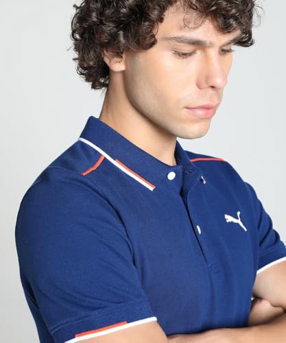 Image of Puma Men Tipped Collar Pure Cotton Regular Fit Polo Shirt