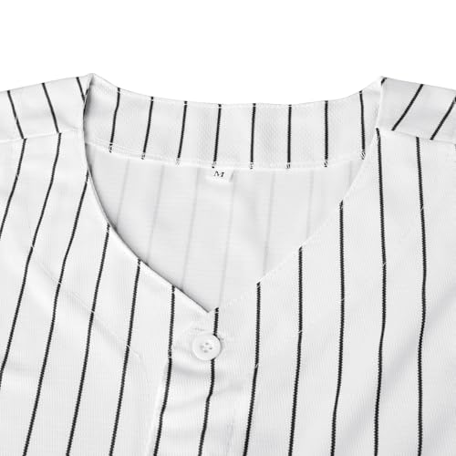 Camiseta de Béisbol Negra con Rayas Blancas, Botones y Manga Corta para Deportes y Uso Casual miniatura 6