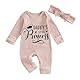 Neugeborene Baby Mädchen Vatertag Strampler mit Fäustlingen und Rüschen Langarm Mein Erster Vatertag Baby Outfit Baumwolle Sommer Kleidung (Daddy’s Little Princess Hellpink, 3-6 Monate)
