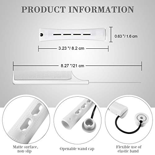 36 Pieces Cold Wave Rod, Hair Perm Rods Hair Rollers Perming Rods Curlers with Steel Rat Tail Comb for Hairdressing Styling (White,0.63 Inch)