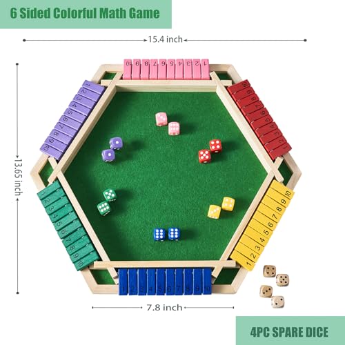 Juego Shut The Box para 6 jugadores con dados coloridos miniatura 3