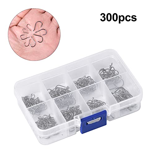 300 Pcs Angelhaken Set Kohlenstoffstahl Angelhaken 10 Größen Angelhaken mit Widerhaken Fisch-Haken Angelzubehör Set mit… – Bild 6
