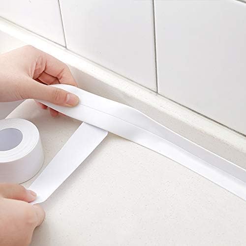 EveqeStudio Caulk Tape Waterproof Self Adhesive, Wall Corner Protecto,Sealant Tape Bathtub Caulk Sealing Strip Tape for Bathroom Caulking Tape Shower Caulk (Set of 1, White)