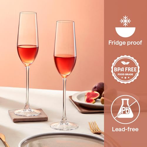 Image of Borosil 190ml x 2pc Opera Champagne Glass Set | Flute for Champagne, Sparkling Wine, Prosecco & Cocktails | Elegant Glassware for Celebrations & Gifting