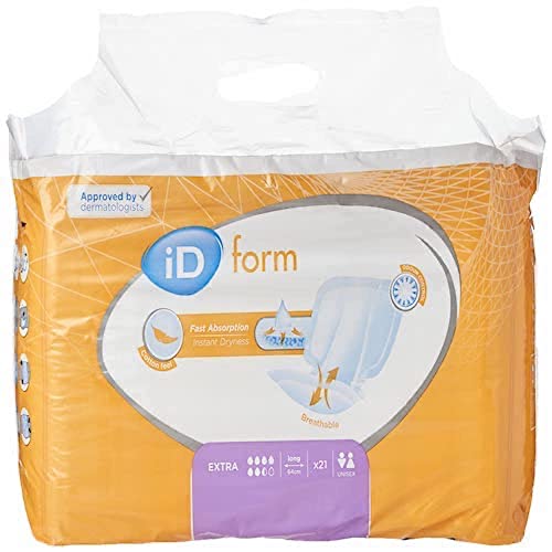 iD Expert Form Disposable Extra Incontinence Pads, Men's and Women's, Disposable Briefs, Anti-Leak Protection, Wetness Indicator, Odour Control, 1900ml, 21 Pads