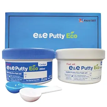 E&E Dental Putty Fast Set - 40 Seconds : Working Time, 2:00 Minutes : Setting Time, 250ml Base (1LB) + 250ml Catalyst (1LB)