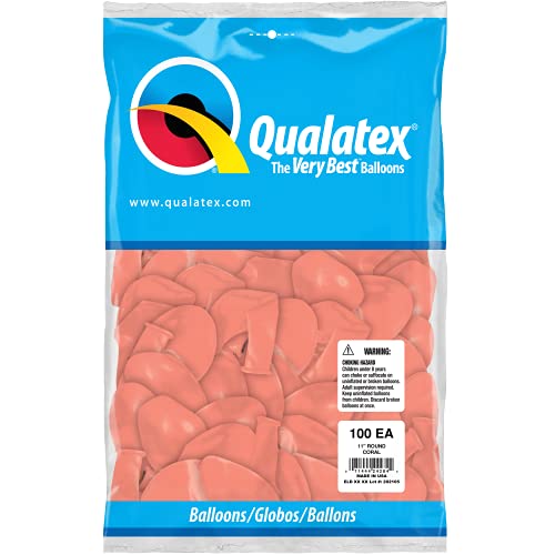 Image of Qualatex 24284 Coral Latex Balloons, 11 inch, Coral, Pack of 100