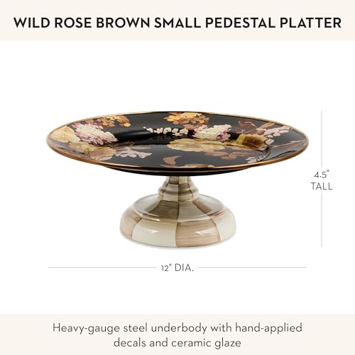 Image of MACKENZIE-CHILDS Pedestal Platter, Small, Wild Rose Brown