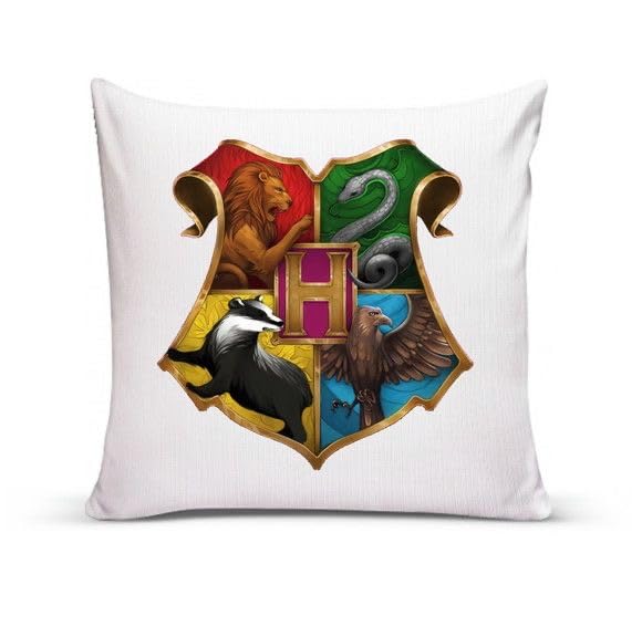CRAFT MANIACS HOGWARTSS Crest 16 * 16 Pillow with Cover | UBER Cool Merch for Fantasy Lovers