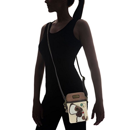 Chala Charming Playful Puppy Dog Cell Phone Purse Mini Crossbody Bag, Brown Stripe, One_Size #TOP5