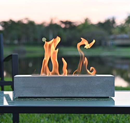 Colsen Custom Tabletop Rubbing Alcohol Fireplace Indoor Outdoor Fire Pit Portable Fire Concrete Bowl Pot Fireplace (Rectangular) … (Classic)