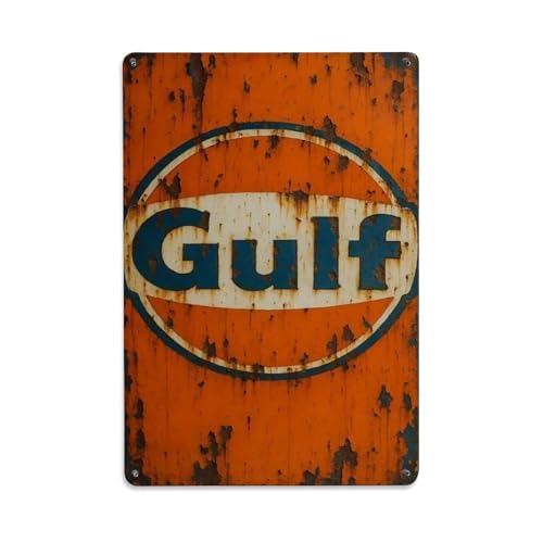 Igtefte Plaque murale en métal Gulf de style vintage pour maison, bar, jardin, 20,3 x 30,5 cm