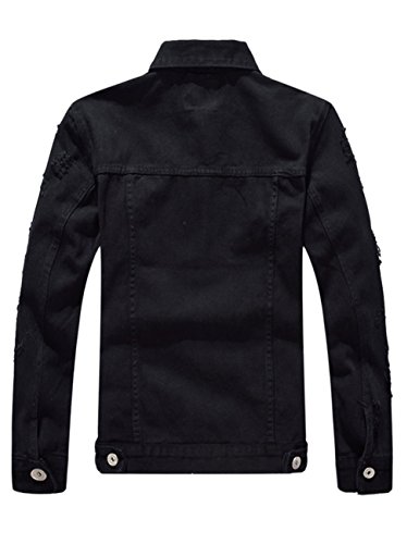 Men`s Classic Ripped Hip Hop Motorcycle Denim Jacket2