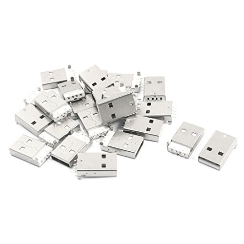 uxcell 25Pcs USB-A PCB Surface Mounted Devices Male Socket Printed Circuit Board Connector