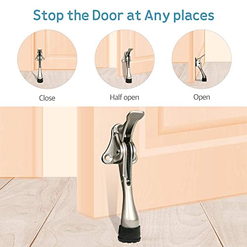 Cg Plus Door Stopper, One-Touch Semi-Automatic Metal Door Stopper, With Non-Slip Rubber Tip For Wood, Concrete, Tiled, And Carpeted Floors (4Inch X 1Pack, Black) #TOP3
