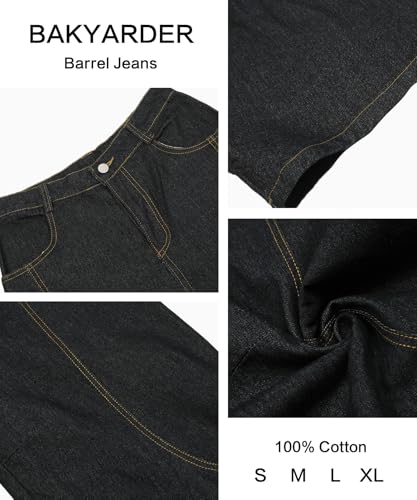 Unisex Retro Washed Barrel Jeans Wide Leg Streetwear Denim Pants3