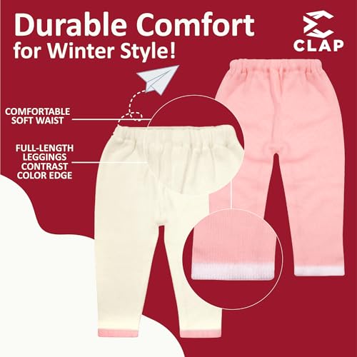 Image of CLAP Baby Girl Acrylic Woolen Legging Winter Pants Set of 2