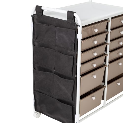 Honey-Can-Do Honey Can Do 12-Drawer Metal Rolling Storage Cart with Side Pockets CRT-09104 White - Image 6