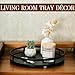 Defined Deco 12in Decorative Tray-Round Serving Tray with Metal Handle-Black Decorative Tray for Home Decor,Living Room Decor,Coffee Table Decor,Rustic Wooden Tray for Kitchen Table Decor,Dining Table