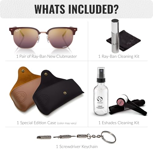 Image of Ray-Ban RB4416 NEW CLUBMASTER Square-Round Shaped Sunglasses for Men & Women with Official RAYBAN Eyewear Kit