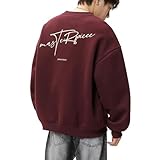 [Easykode] トレーナー メンズ スウェット 秋服 大きいサイズ フードなし パーカー 人気 おしゃれ ロゴプリント 中厚 ドライ すべすべ 裏地付き 長袖 トップス ストレッチ スエット とれーなー 速乾 カットソー ストリート系 プルオーバー かっこいい服 秋冬春 wine red 2XL