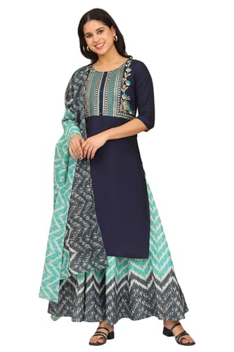 Kurta droite bleu marine en coton avec legging pour vos sorties et moments de détente