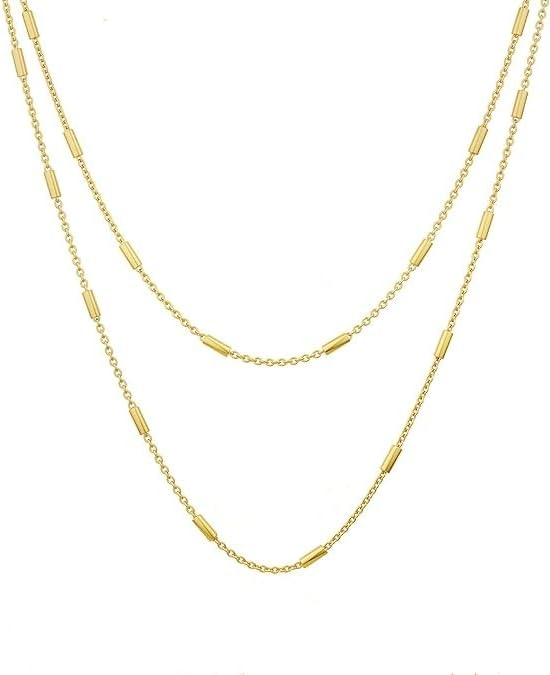 Herringbone Necklaces for Women Dainty Layered Snake Stack Stackable Chain Choker Necklace for Women Trendy 14K Gold Plated Layering Necklaces Herringbone Paperclip Necklace for Women Jewelry - Image 9