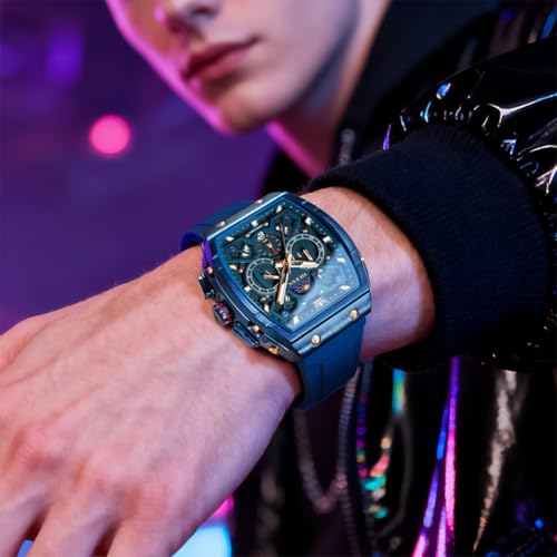 Image of OLEVS Watches for Men Business Diamond Moon Phase Male Watch Chronograph Fashion Dress Waterproof Date Analog Quartz Waterproof SiliconeMen Wrist Watch