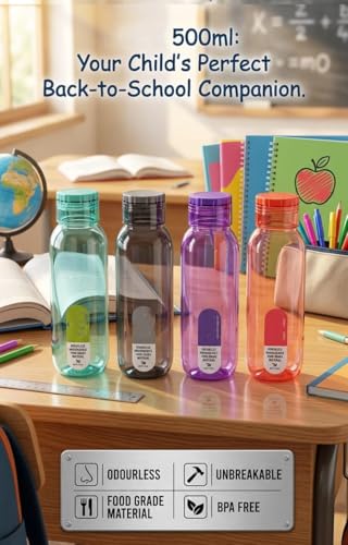 Image of Fridge Bottle Set | BPA Free Plastic Water Bottle | Hygienic, Leak-Proof, Food Grade, Non-Toxic, Odorless | Ideal for Home, Office, Travel & Fridge Use (New-multi, 500, Milliliters)