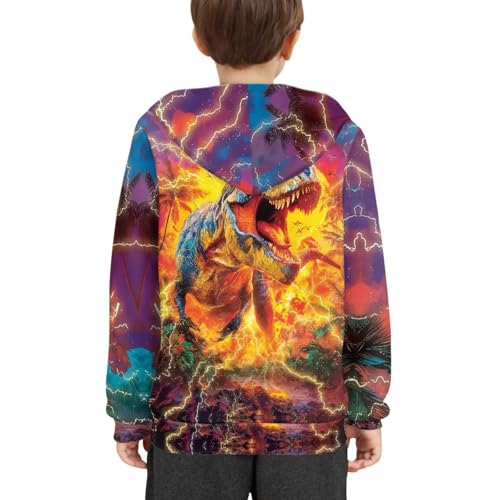 Image of WELLFLYHOM Boys Hooded Sweatshirts Hoodie Pullover Cool Graphic Crewneck Blouses Size 6-16