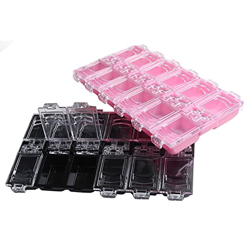 AKOAK 2 cajas de almacenamiento para manualidades, caja de diamantes de imitación de manicura con 12 rejillas, se puede utilizar como anillo, aretes, joyas, nueces, flores secas, organizador de uñas