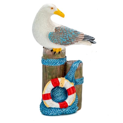 Estatua Decorativa Gaviota Náutica Azul en Resina