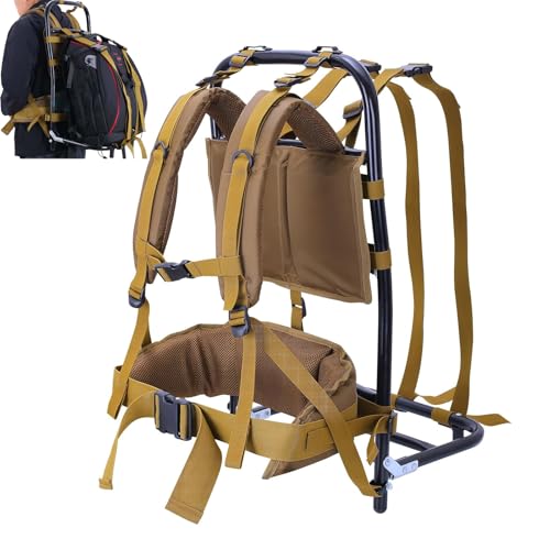 External Aluminum Frame Hiking Backpacks with Adjustable Height, Foldable Hunting Pack Frame, Heavy Carrying Bag Frame for Travel Outdoor Mountaineering