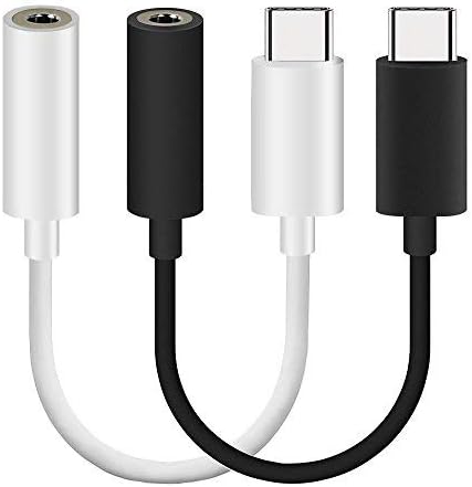 USB C to 3.5mm Headphone Jack Cable Adapter 2-Pack, Type C 3.1 Male to 3.5mm Female Stereo Audio Headphone Connector only for LeEco Le 2/Max 2, Not Fit for HTC, Black and White