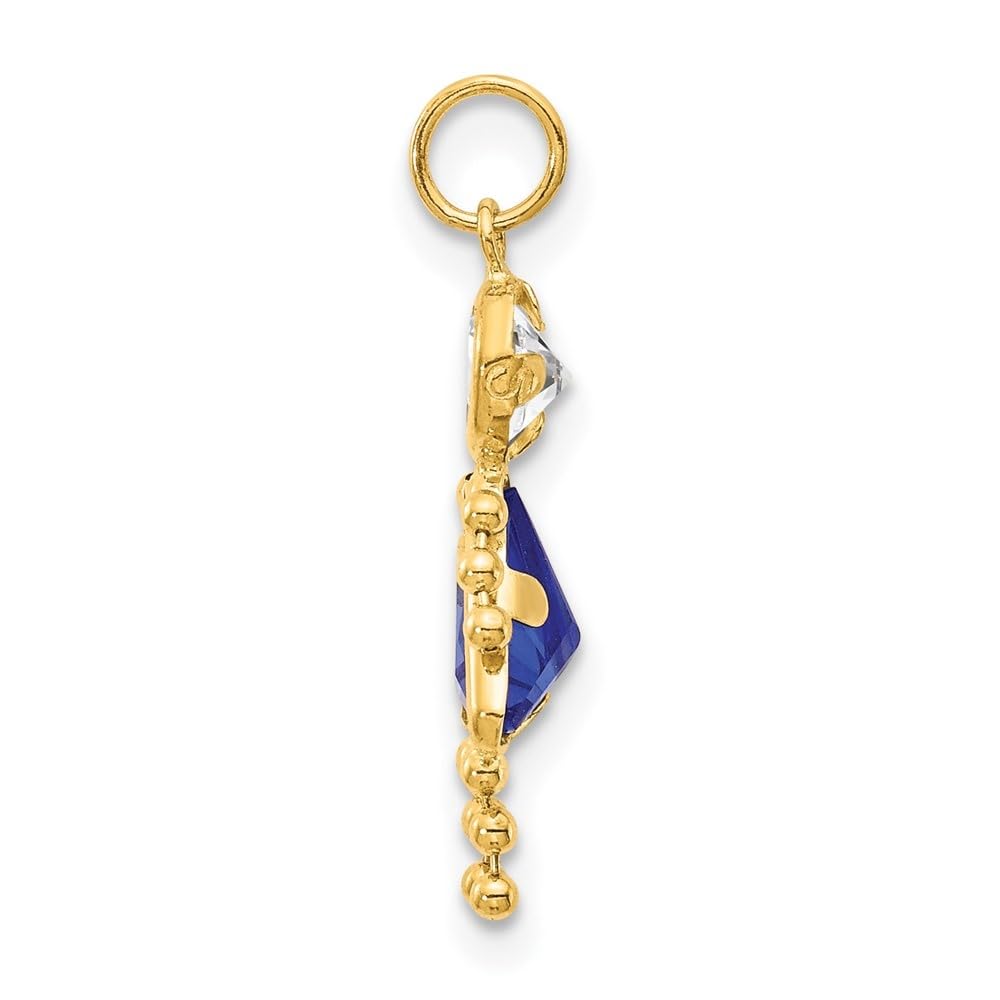 Solid 10K Yellow Gold 20mm Polished January to December Month Birthstone Charm for Pendant Necklace or Bracelet (L-20 mm/0.79 Inch, W-10 mm/ 0.39 Inch): September Birthstone