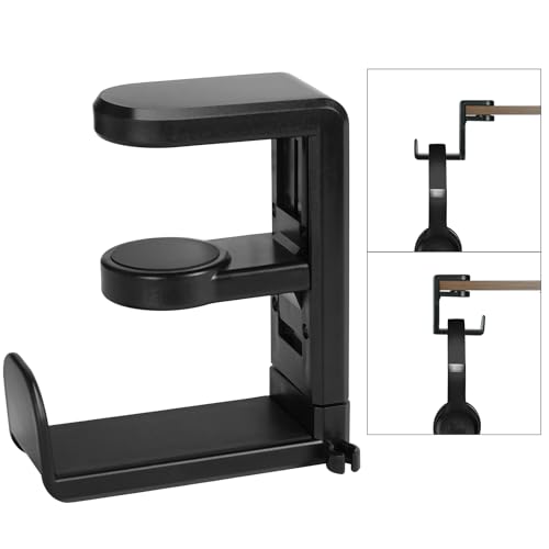 AXFEE Supporto per Cuffie, Porta Cuffie da Scrivania, Supporto cuffie Regolabile Porta Cuffia Gaming, Girevole a 360°, per Tutte Le Cuffia Over-Ear, Cuffies da Gioco, Cuffies per Bambini - Nero