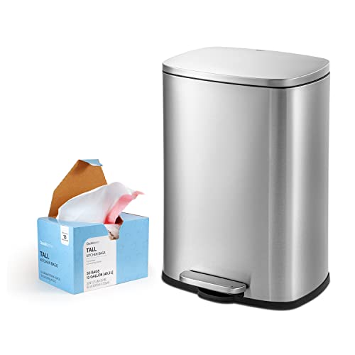 Stainless Steel Kitchen Trash Can Set - 50L & 13 Gal