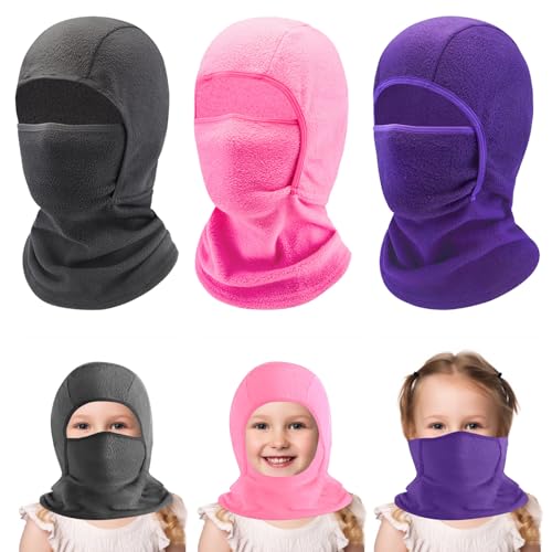 ZOCONE 3 Stück Sturmhaube Kinder Winter Fahrradmütze Unter Helm Mädchen...