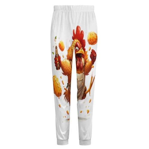 Kung Fu Cock Rooster with Beer Pajama Pants Men Pj Bottoms Sleepwear Lounge Pant4