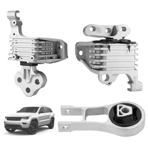3PCS Engine Motor & Transmission Mounts Compatible with 2014-2021 Jeep Cherokee, for 2015-2019 Chrysler 200 2.4L, Replace# OE 68192831AF 68418876AB 68157441AD 3378/ 3380/ 3308